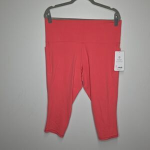 Athleta Women 20” Salutation Stash Pocket II Capri 569824 Coral Print Size 2X